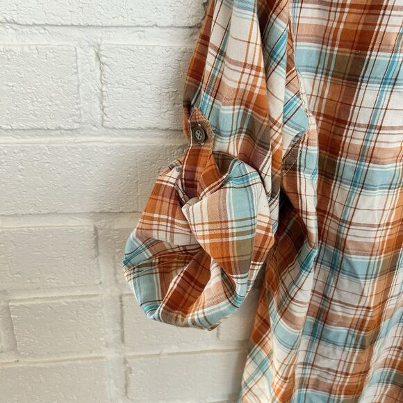 Wolverine Boots Button Up Shirt Mens Medium Plaid Button Collar Roll Sleeve - Picture 6 of 12